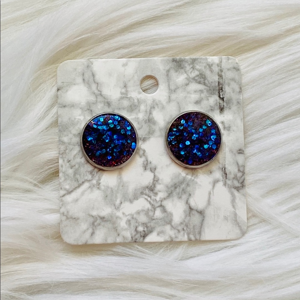 Cute purple glitter earrings